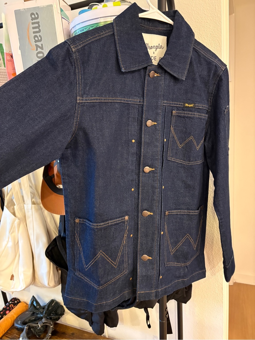 Wrangler + Made In Men’s Indigo Blue Denim Jacket - Workwear Jacket XS